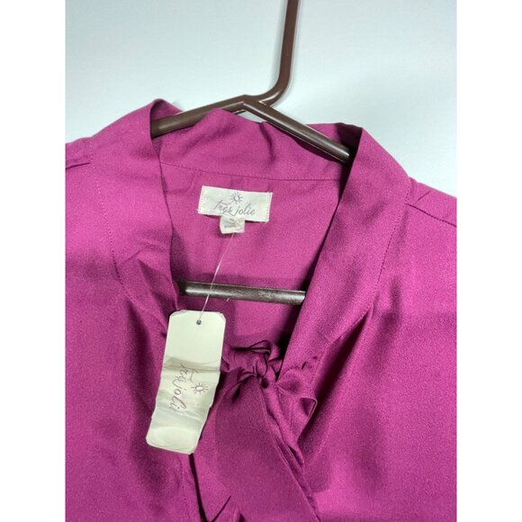 Women's Fuchsia / Wine Blouse - Long Sleeve Tie-Neck By Tres Jolie XL NWT - Picture 2 of 7